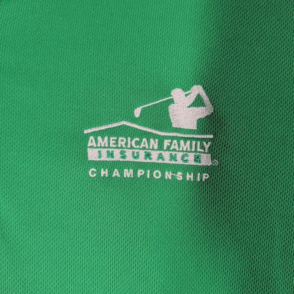 Lands End Polo Shirt Mens‎ L Green American Family Insurance Golf Short Sleeve